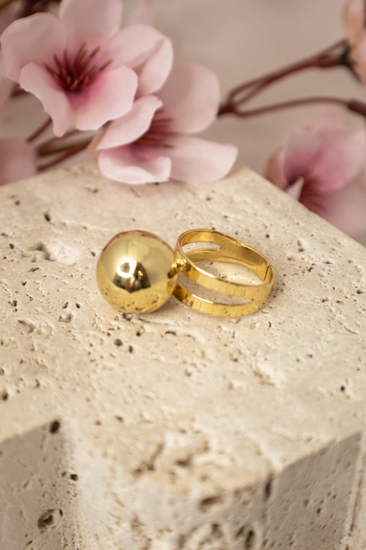 Rhodium Golden Sphere Ring