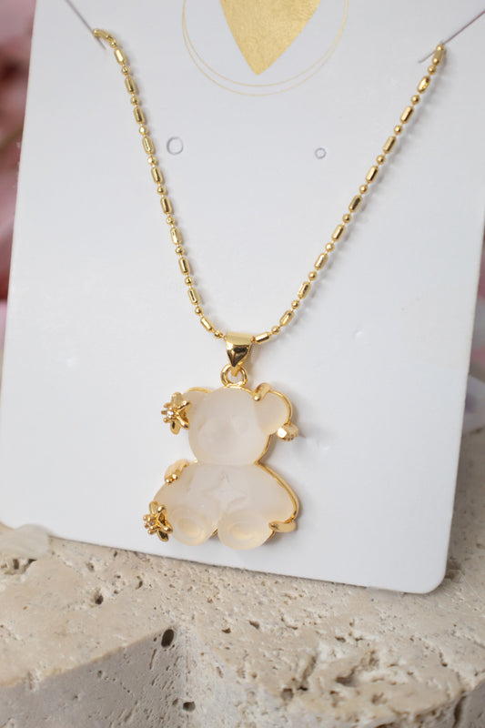 Teddy Bear Rhodium Necklace