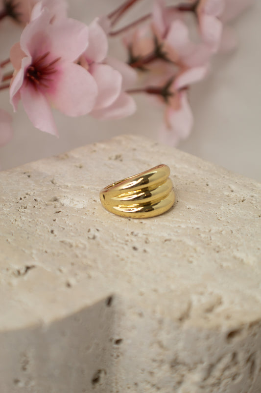 Chunky Gold Layered Adjustable Ring