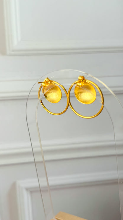 Gilded Round Medium Bronze Earrings