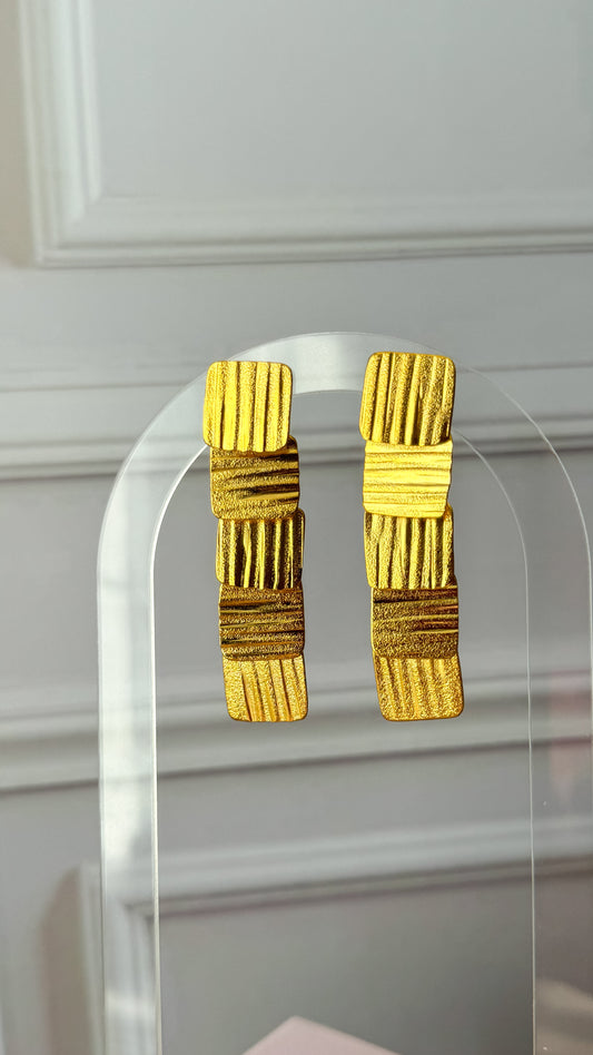 Gilded Squares Bronze Earrings