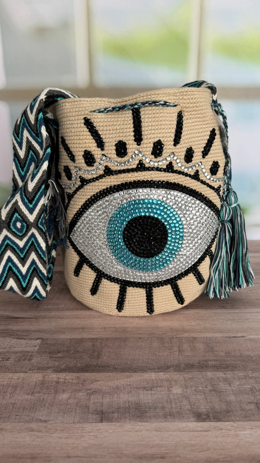 Wayuu bag (Evil eye) Beige