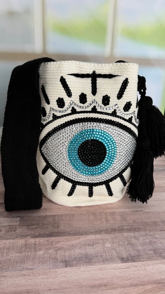 Wayuu bag (Evil eye) White