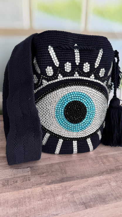 Wayuu mochila (Evil eye) Black