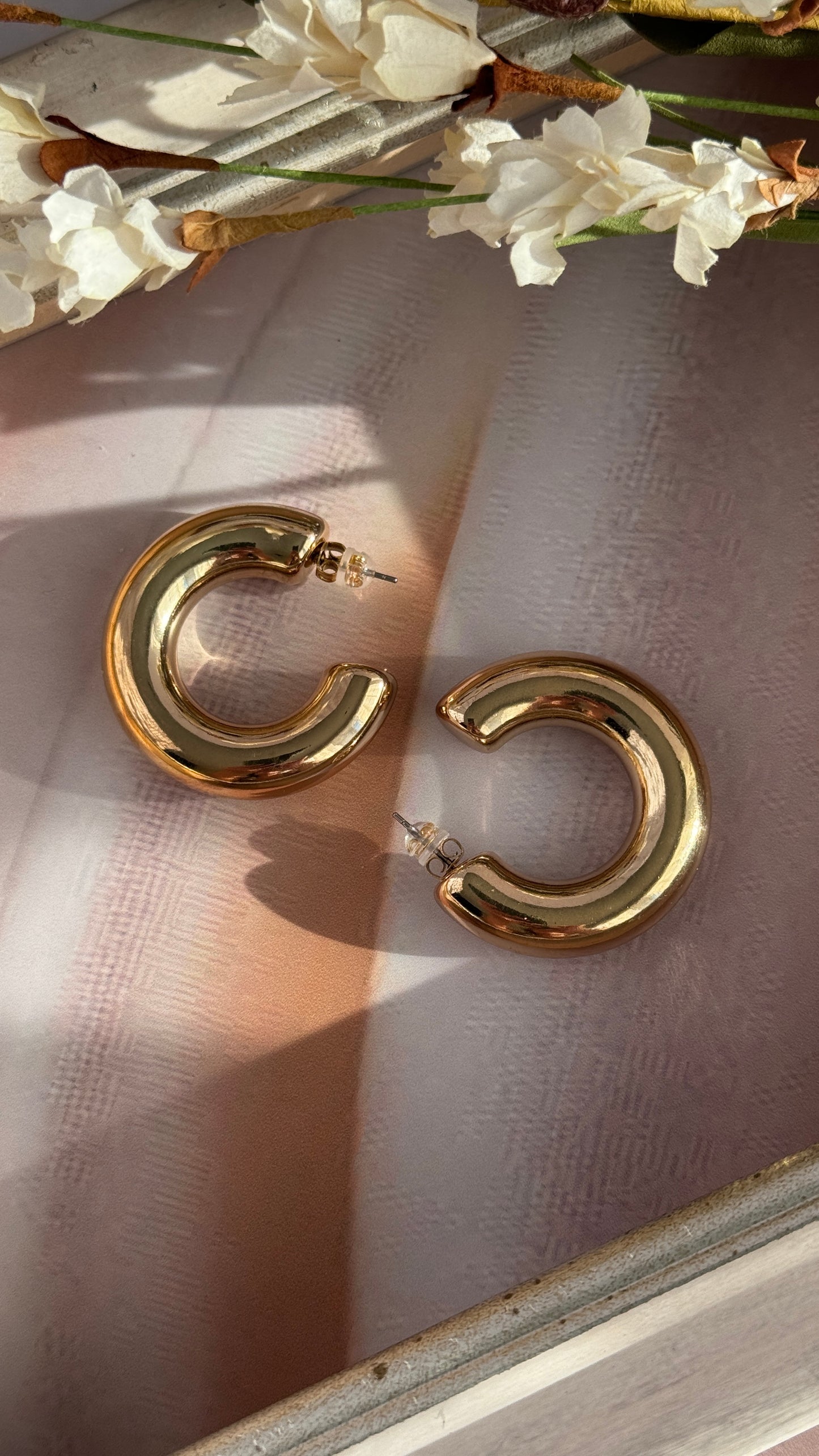 Chunky Glossy Large C Earrings