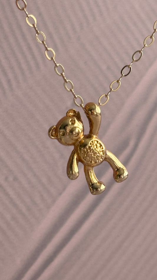 GoldTeddy Bear Charm Chain Necklace.