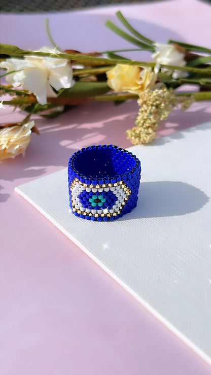 Anillo de mal de ojo azul (un ojo)